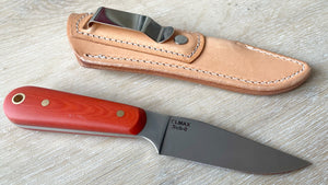 Cuchillo AS de diamantes GMT Garcimonte micarta naranja y Funda de Piel.