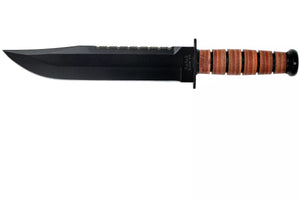 KA-BAR Big Brother 2217 cuchillo de hoja fija parcialmente dentada, funda de cuero