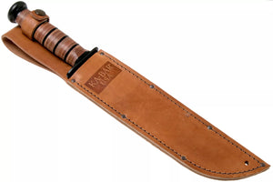 KA-BAR Big Brother 2217 cuchillo de hoja fija parcialmente dentada, funda de cuero