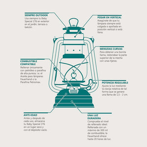 Lámpara de queroseno FEUERHAND 276 Petromax, color Zink