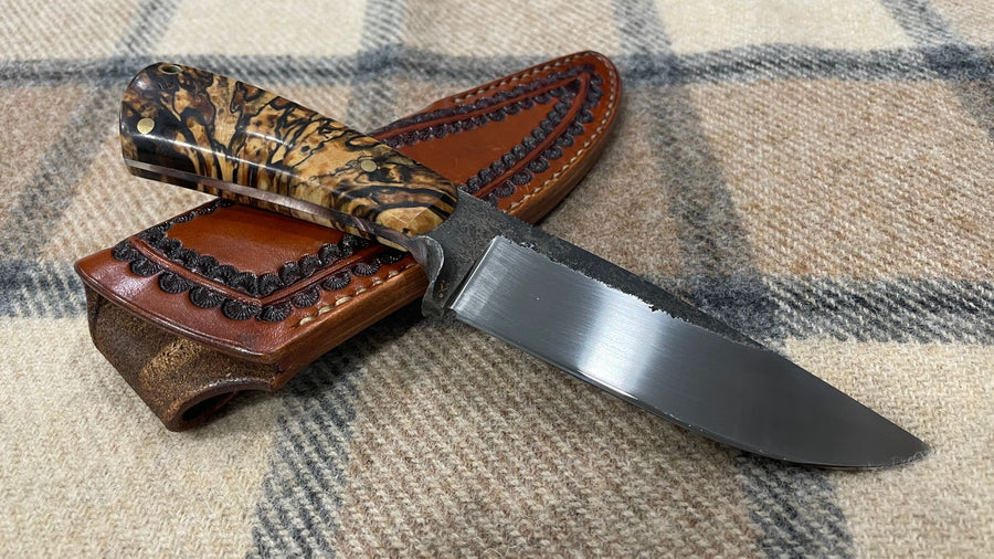 Cuchillo Custom Guillermo Garcimonte en Abedul Estabilizado. Modelo único hecho a mano