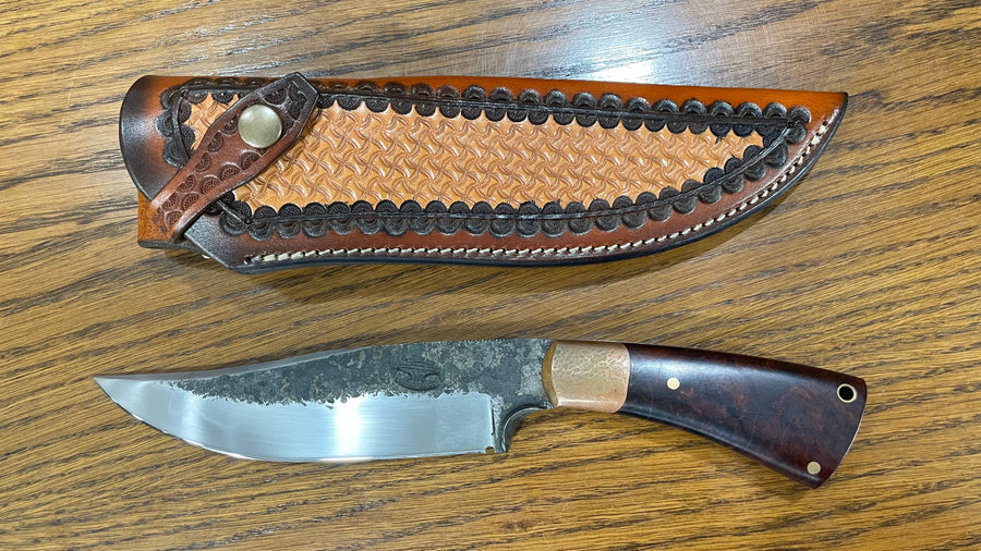 Cuchillo Bowie Guillermo Garcimonte en Ironwood, incluye cuño Journeyman Smith Performance Test.